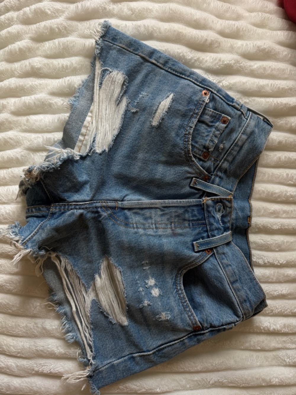 Levi's Distressed Light Blue Denim Jean Shorts